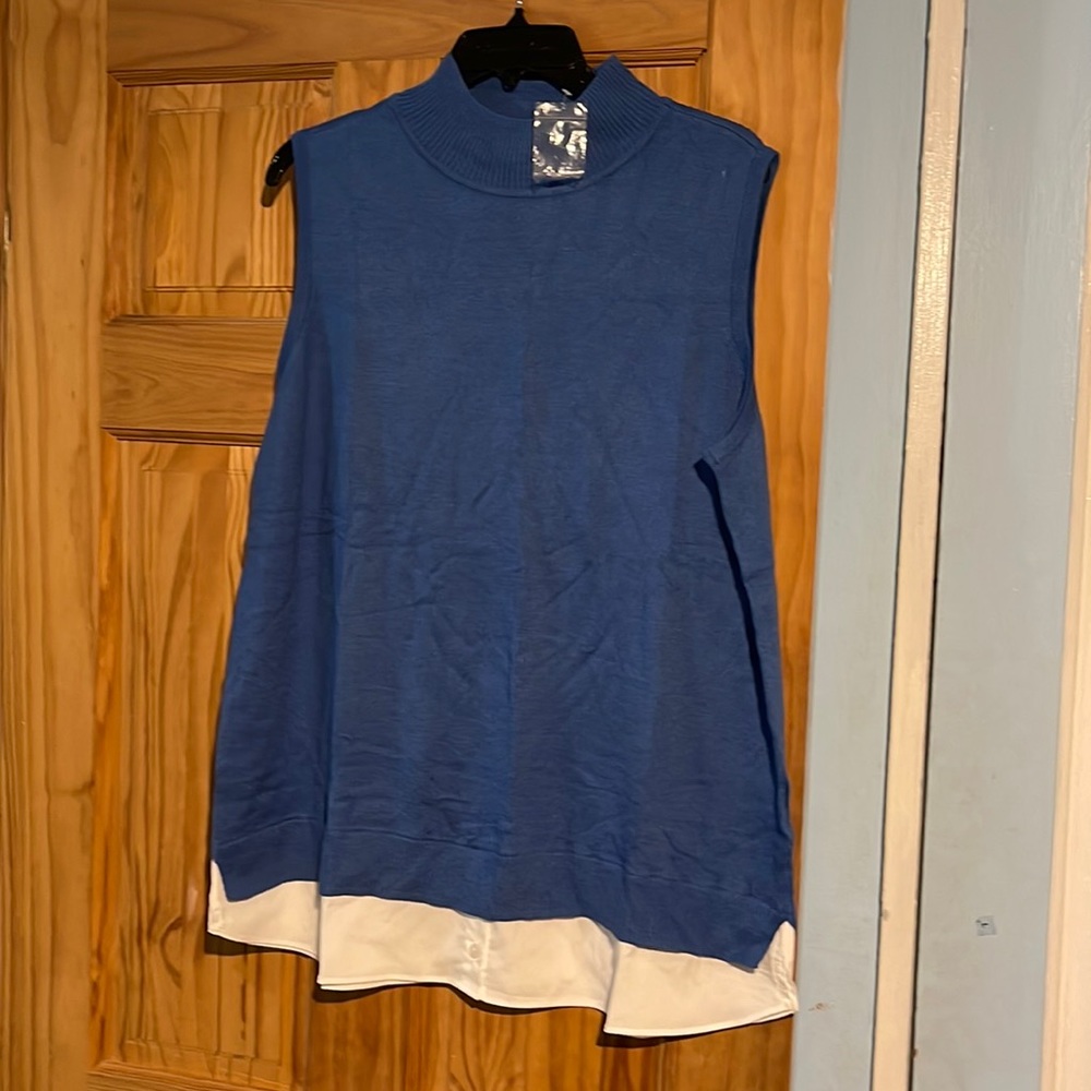 Blue mockneck sweater tank!